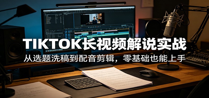 TIKTOK长视频解说实战：从选题洗稿到配音剪辑，零基础也能上手-轻创资源网