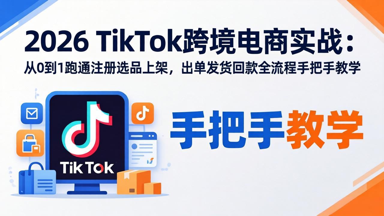 2026TikTok跨境电商实战-更新：从0到1跑通注册选品上架，出单发货回款全流程手把手教学-轻创资源网