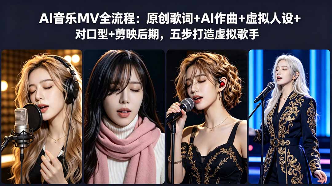 AI音乐MV全流程：原创歌词+AI作曲+虚拟人设+对口型+剪映后期，五步打造虚拟歌手-轻创资源网