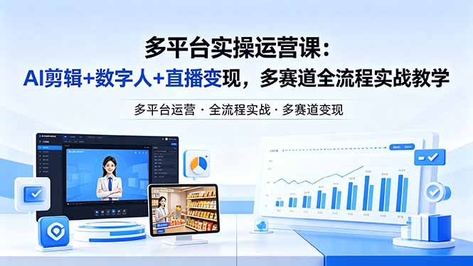 某团队多平台实操运营课-更新26年4月20：AI剪辑+数字人+直播变现，多赛道全流程实战教学-轻创资源网