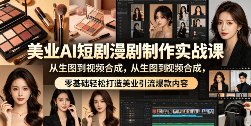 美业AI短剧漫剧制作实战课，从生图到视频合成，零基础轻松打造美业引流爆款内容-轻创资源网