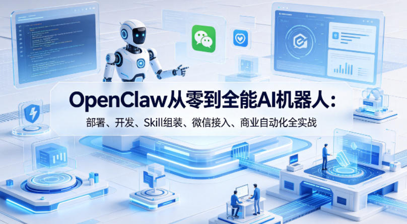 OpenClaw从零到全能AI机器人：部署、开发、Skill组装、微信接入、商业自动化全实战-轻创资源网
