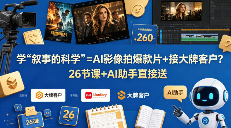 学《叙事的科学》=AI影像拍爆款片+接大牌客户？26节课+AI助手直接送【原创双语字幕】-轻创资源网