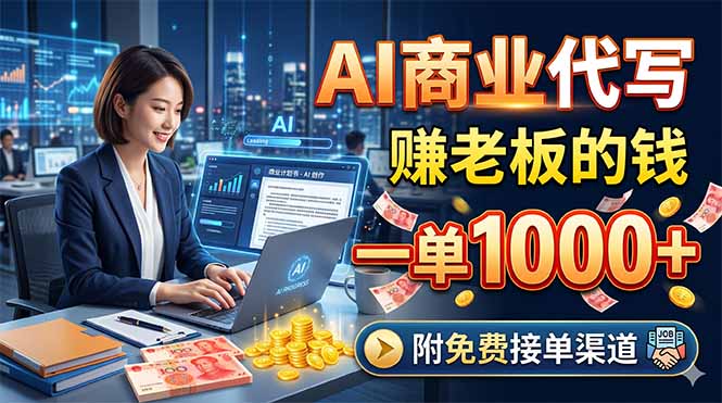 AI商业代写，赚老板的钱，一单1000+，附免费接单渠道-轻创资源网