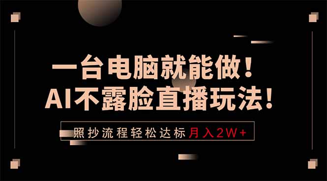一台电脑就能做！AI不露脸直播玩法，照抄流程轻松达标月入2W+-轻创资源网
