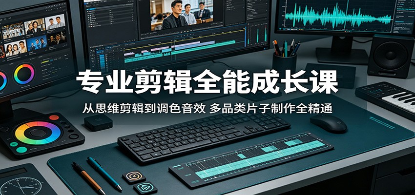 专业剪辑全能成长课:从思维剪辑到调色音效,多品类片子制作全精通-轻创资源网