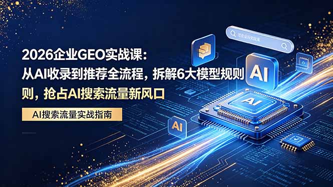 2026 企业GEO实战课：从AI收录到推荐全流程，拆解6大模型规则，抢占 AI 搜索流量新风口-轻创资源网