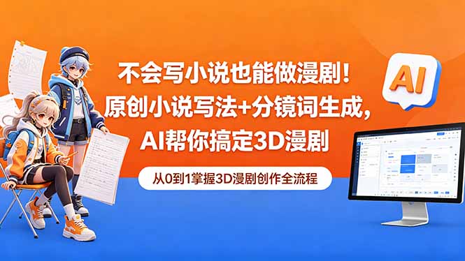 不会写小说也能做漫剧！原创小说写法+分镜词生成，AI帮你搞定3D漫剧-轻创资源网