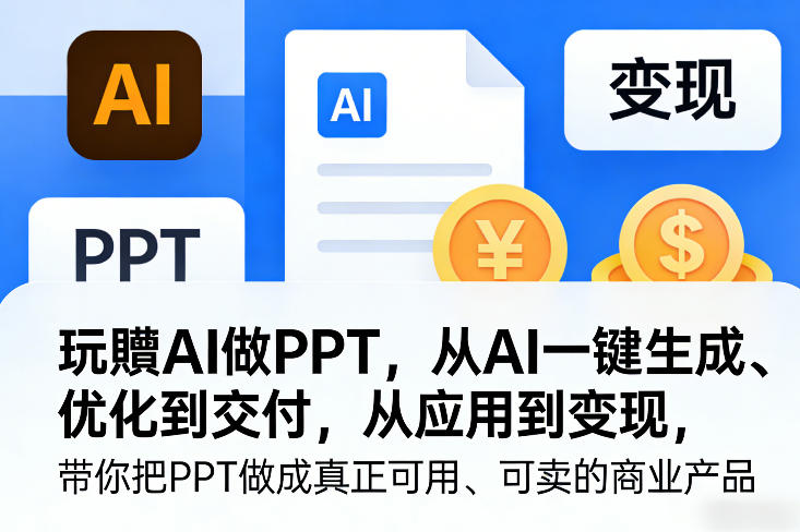 玩賺AI做PPT，从AI一键生成、优化到交付，从应用到变现，带你把PPT做成真正可用、可卖的商业产品（更新0421）