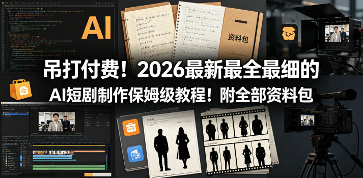 吊打付费！2026最新最全最细的AI短剧制作保姆级教程！附全部资料包-轻创资源网