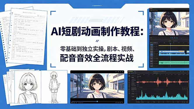 AI短剧动画制作教程：零基础到独立实操，剧本、视频、配音音效全流程实战-轻创资源网