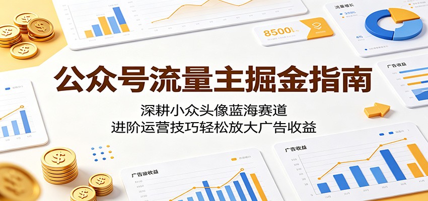 公众号流量主掘金指南：深耕小众头像蓝海赛道，进阶运营技巧轻松放大广告收益-轻创资源网