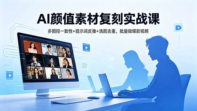AI颜值素材复刻实战课，多图控一致性+提示词反推+洗图去重，批量做爆款视频-轻创资源网