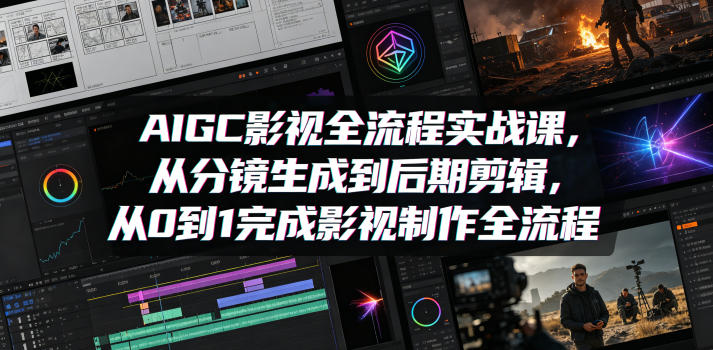 AIGC影视全流程实战课，从分镜生成到后期剪辑，从0到1完成影视制作全流程-轻创资源网