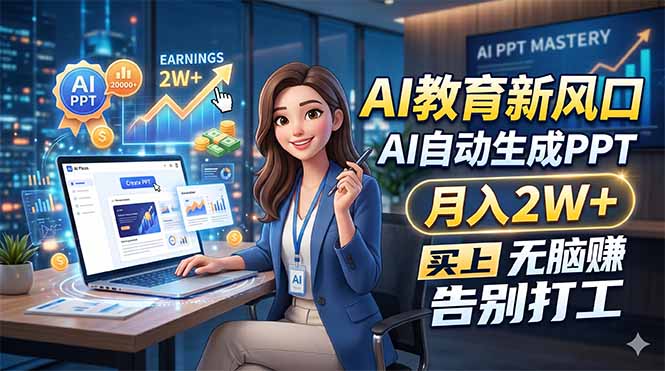 AI教育新风口，AI自动生成PPT，月入2W+，无脑赚，告别打工-轻创资源网