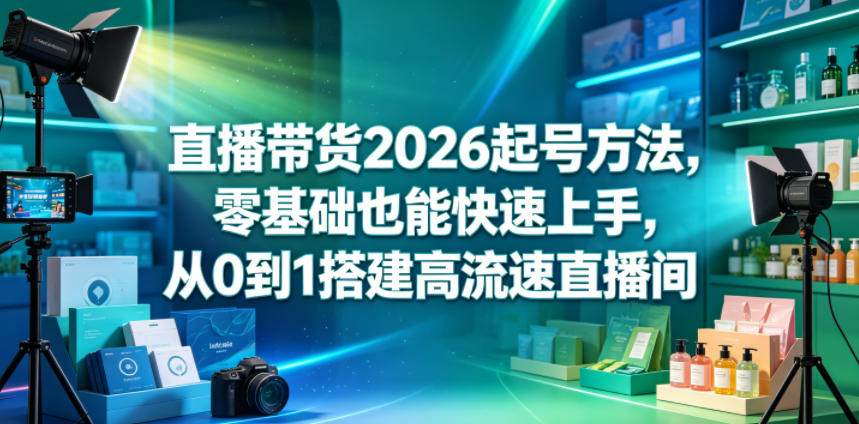 直播带货2026起号方法，零基础也能快速上手，从0到1搭建高流速直播间-轻创资源网