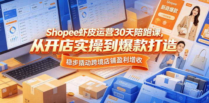 Shopee虾皮运营30天陪跑课，从开店实操到爆款打造，稳步撬动跨境店铺盈利增收-轻创资源网