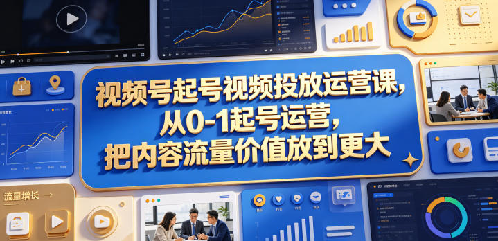 视频号起号视频投放运营课，从0-1起号运营，把内容流量价值放到更大-轻创资源网
