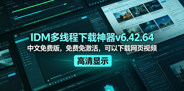 IDM多线程下载神器v6.42.64中文免费版，免费免激活，可以下载网页视频(例如飞书文档内的视频)-轻创资源网