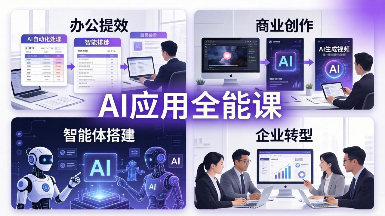 AIGC 应用师全能课-更新：办公提效、商业创作、智能体搭建、企业转型，一站式学会AI应用-轻创资源网