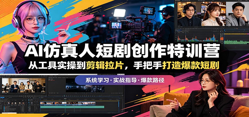 AI仿真人短剧创作特训营：从工具实操到剪辑拉片，手把手打造爆款短剧-轻创资源网