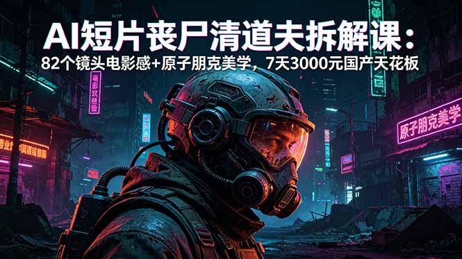 AI短片《丧尸清道夫》拆解课：82个镜头电影感+原子朋克美学，7天3000元国产天花板-轻创资源网