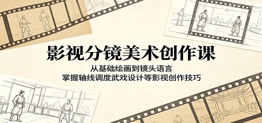 影视分镜美术创作课：从基础绘画到镜头语言，掌握轴线调度武戏设计等影视创作技巧-轻创资源网