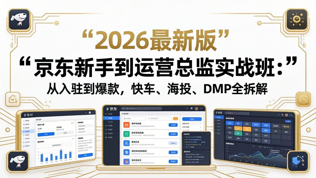 京东新手到运营总监实战班：从入驻到爆款，快车、海投、DMP全拆解，2026最新版-轻创资源网