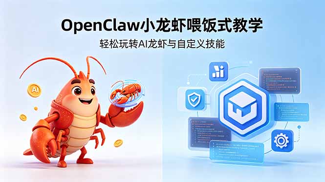 不用懂技术！OpenClaw小龙虾喂饭式教学，轻松玩转AI龙虾与自定义技能 (5月22更新-轻创资源网