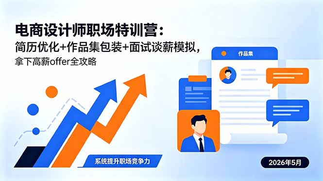 电商设计师职场特训营：简历优化+作品集包装+面试谈薪模拟，拿下高薪offer全攻略-轻创资源网