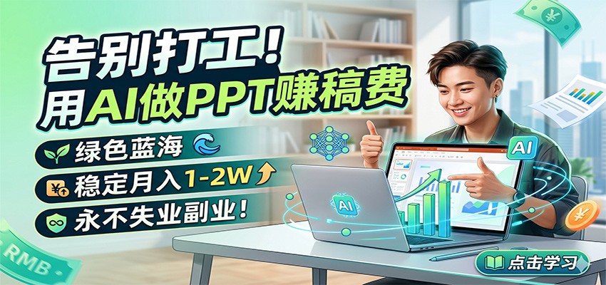 告别打工！用AI做PPT赚稿费，绿色蓝海，稳定月入1-2W，永不失业副业！-轻创资源网