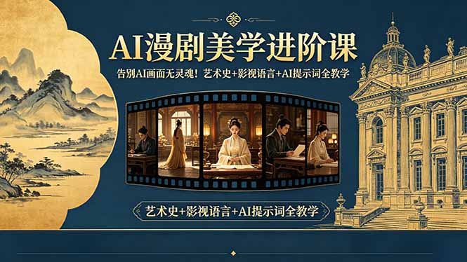 告别AI画面无灵魂！AI漫剧美学进阶课，艺术史+影视语言+AI提示词全教学-轻创资源网