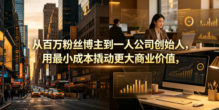 从百万粉丝博主到一人公司创始人，用最小成本撬动更大商业价值-轻创资源网