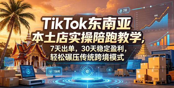 TikTok东南亚本土店实操陪跑教学，7天出单，30天稳定盈利，轻松碾压传统跨境模式-轻创资源网