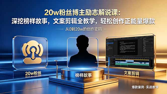 20w粉丝博主励志解说课：深挖榜样故事，文案剪辑全教学，轻松创作正能量爆款-轻创资源网