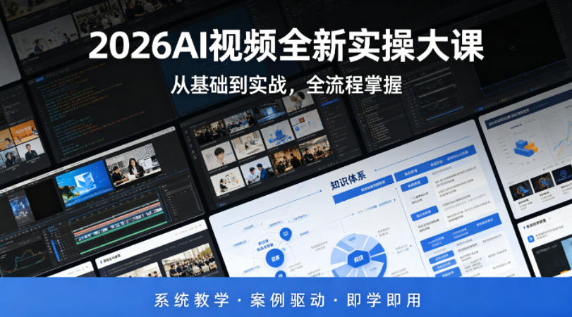 2026AI视频全新实操大课，从基础到实战，全流程掌握，系统教学&middot;案例驱动&middot;即学即用