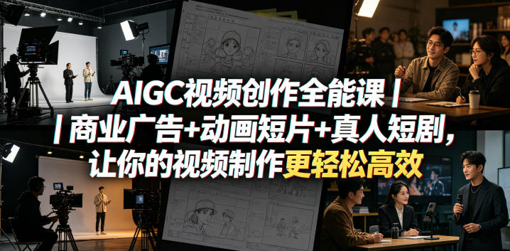 AIGC视频创作全能课｜商业广告+动画短片+真人短剧，让你的视频制作更轻松高效-轻创资源网