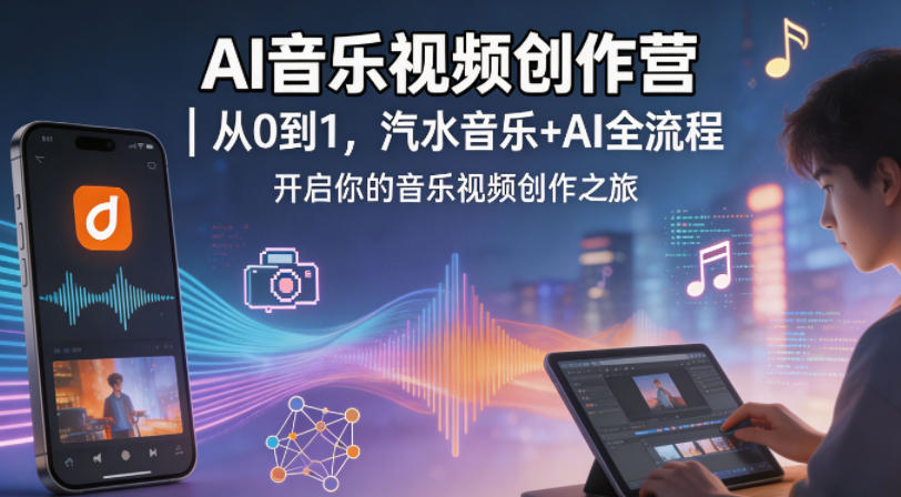 AI音乐视频创作营｜从0到1，汽水音乐+AI全流程，开启你的音乐视频创作之旅-轻创资源网