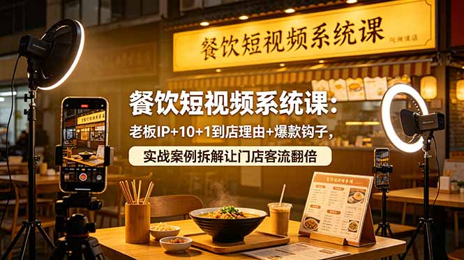 餐饮短视频系统课：老板IP+10+1到店理由+爆款钩子，实战案例拆解让门店客流翻倍-轻创资源网
