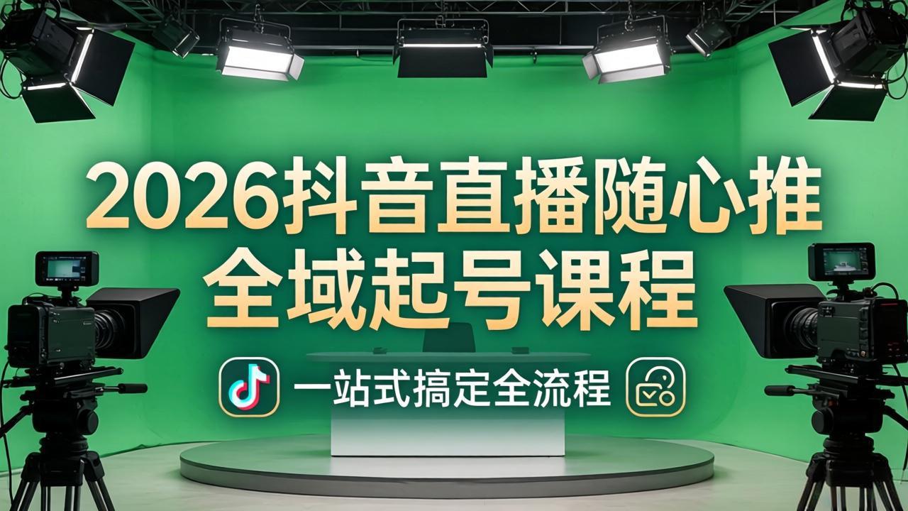 2026抖音直播随心推全域起号课程：一站式搞定直播起号、稳号、放量全流程(更新4月-轻创资源网