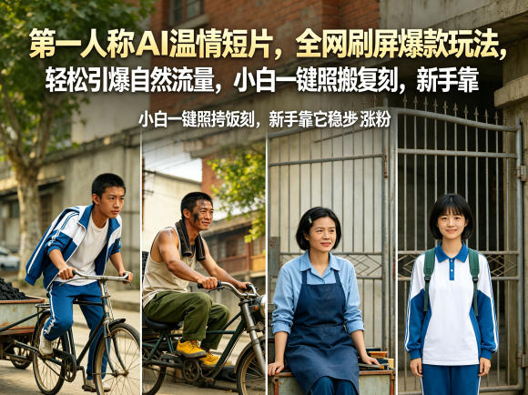 第一人称AI温情短片，全网刷屏爆款玩法，轻松引爆自然流量，小白一键照搬复刻，新手靠它稳步涨粉-轻创资源网