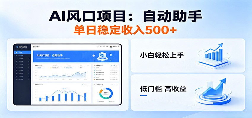 全新AI自动助手项目，低门槛入局，每日稳定收益500以上-轻创资源网