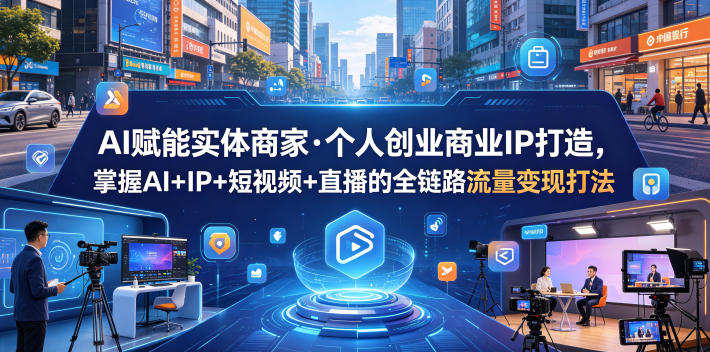 AI赋能实体商家·个人创业商业IP打造，掌握AI+IP+短视频+直播的全链路流量变现打法-轻创资源网