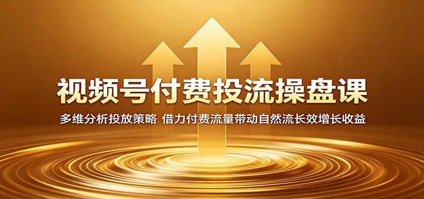 视频号付费投流操盘课：多维分析投放策略，借力付费流量带动自然流长效增长收益-轻创资源网