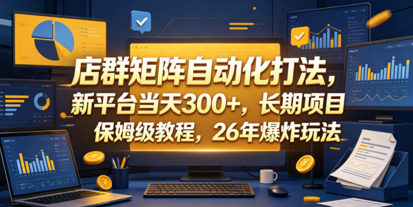 店群矩阵自动化打法，新平台当天300+，长期项目，保姆级教程，26年爆炸玩法【揭秘】-轻创资源网