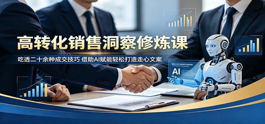 高转化销售洞察修炼课：吃透二十余种成交技巧，借助AI赋能轻松打造走心文案-轻创资源网