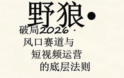 野狼团队&middot;多平台实操运营课，覆盖AI口播、服装、好物、漫剪等热门玩法（更新4月）