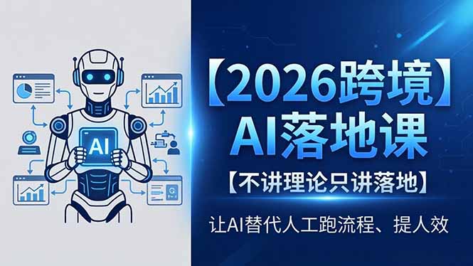 2026跨境AI落地课，不讲理论只讲落地，让AI替代人工跑流程、提人效-轻创资源网
