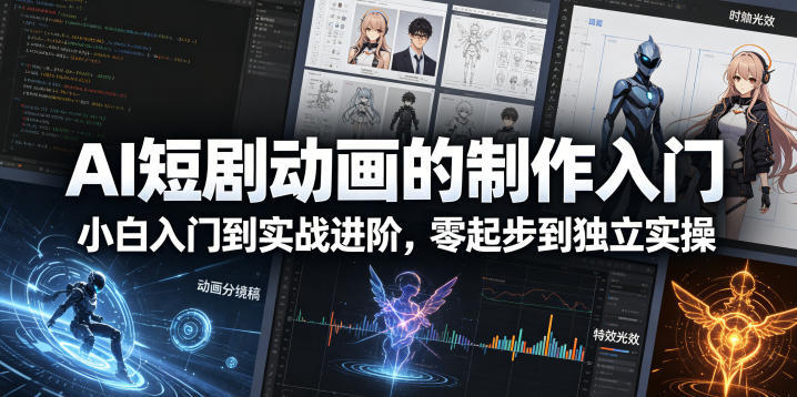AI短剧动画的制作入门，小白入门到实战进阶，零起步到独立实操-轻创资源网