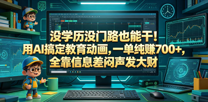 没学历没门路也能干！用AI搞定教育动画，一单纯賺700+，全靠信息差闷声发大财【揭秘】-轻创资源网